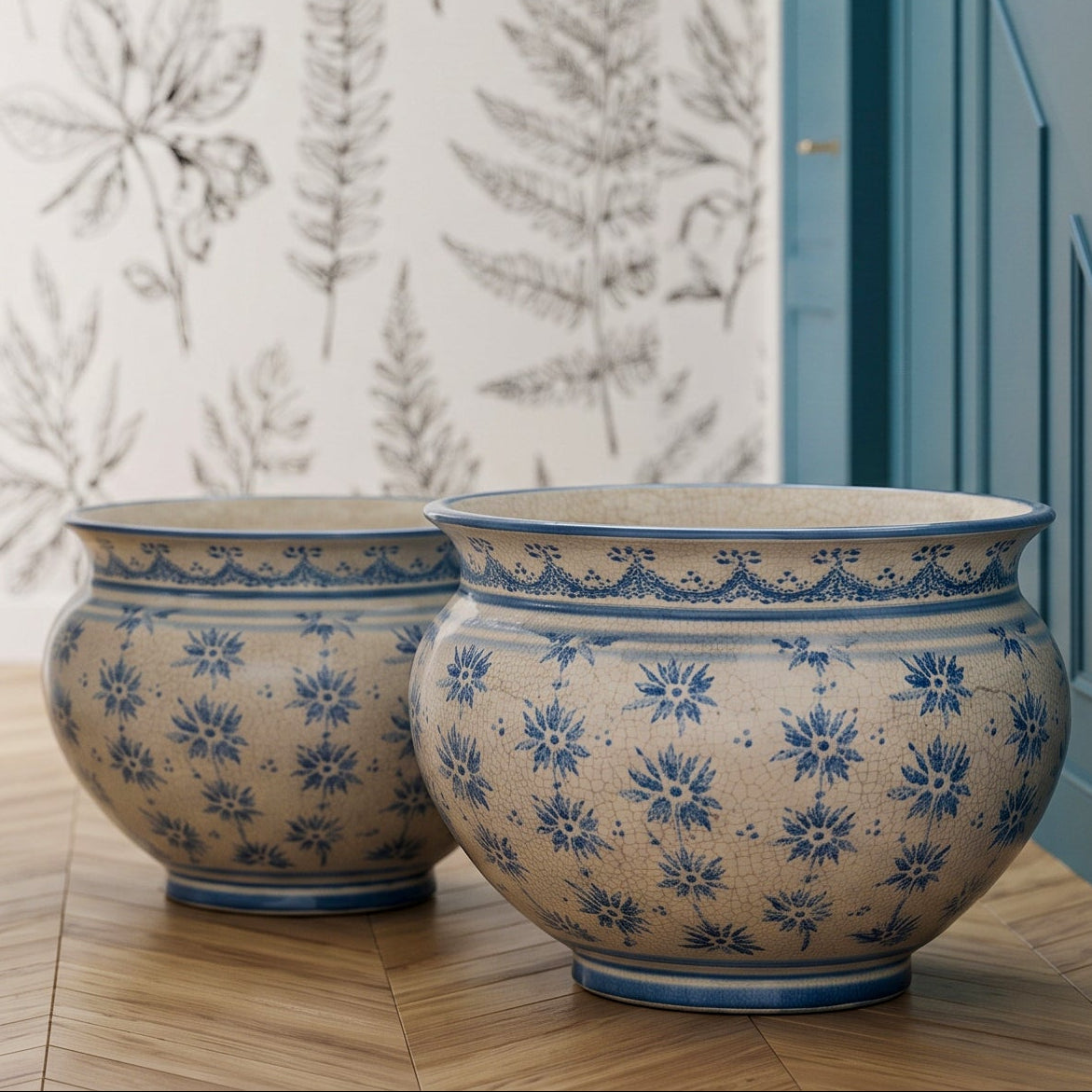 Cachepot in Ceramica di Caltagirone - Linea Stars, Mono Blu