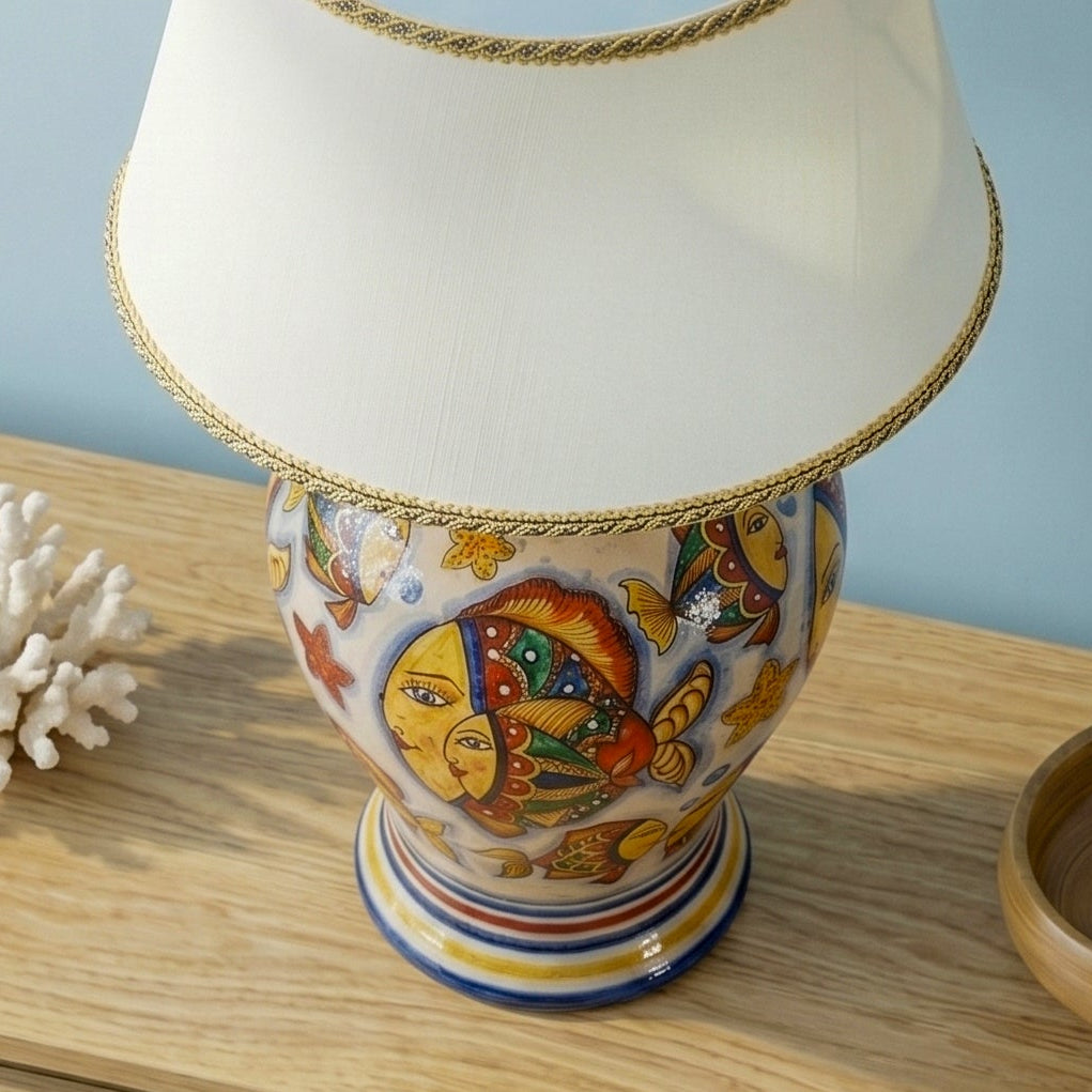 Lume Potiche in Ceramica di Caltagirone h 65/80 cm - Decoro Pesci