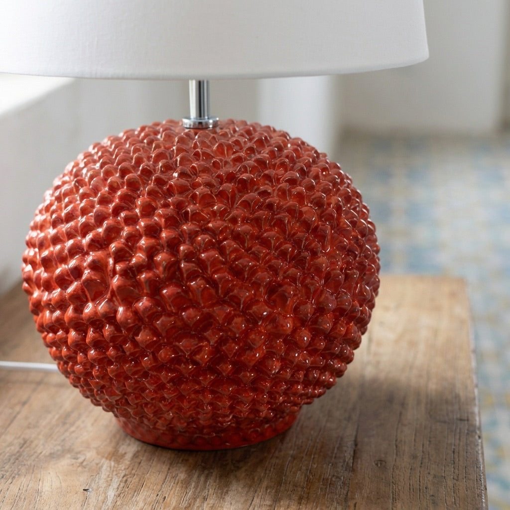 Lume a Palla Pigna, Rosso Fuoco. Ceramiche Sofia, Caltagirone