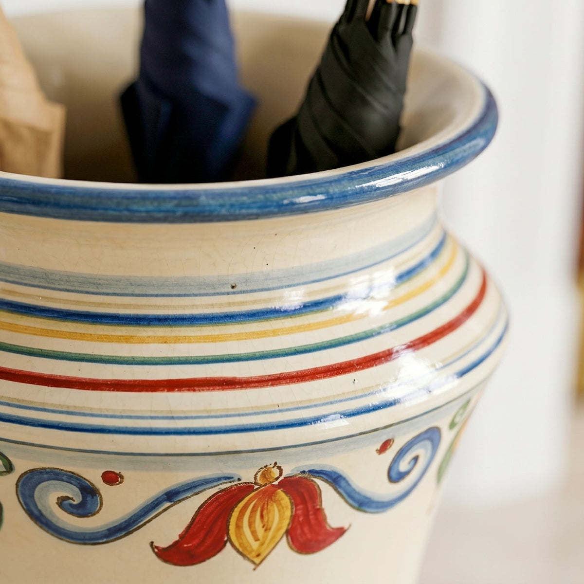 Portaombrelli Albarello in Ceramica di Caltagirone h 50 cm - Decoro Sicily