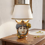 Lume a Testa con Limoni, Femmina, Blu e Arancio. Ceramiche Sofia, Caltagirone