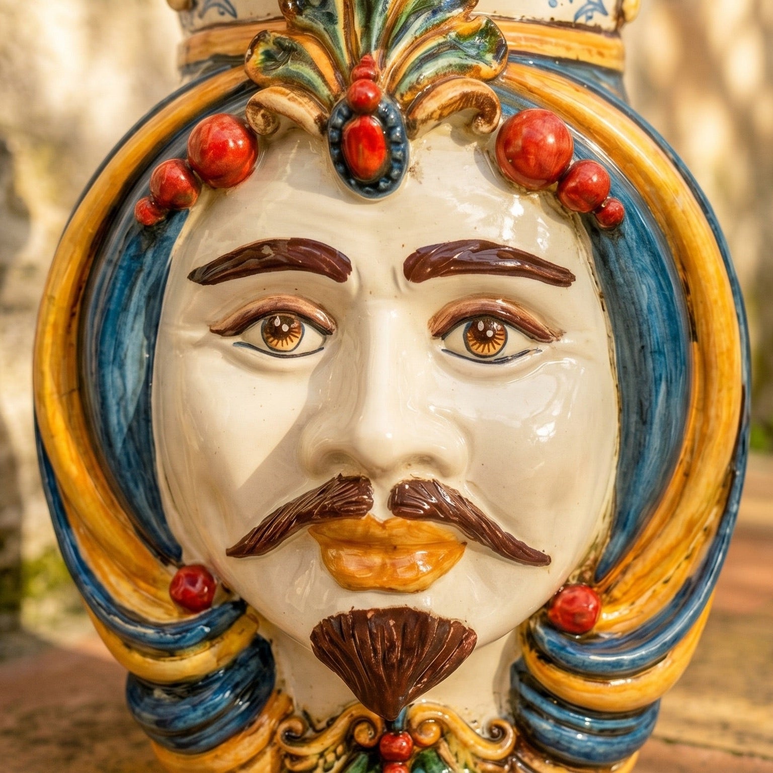 Testa di Moro, Maschio Bianco, Decoro Sicily. Ceramiche Sofia, Caltagirone