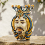 Testa di Moro, Maschio Bianco, Blu e Arancio. Ceramiche Sofia, Caltagirone