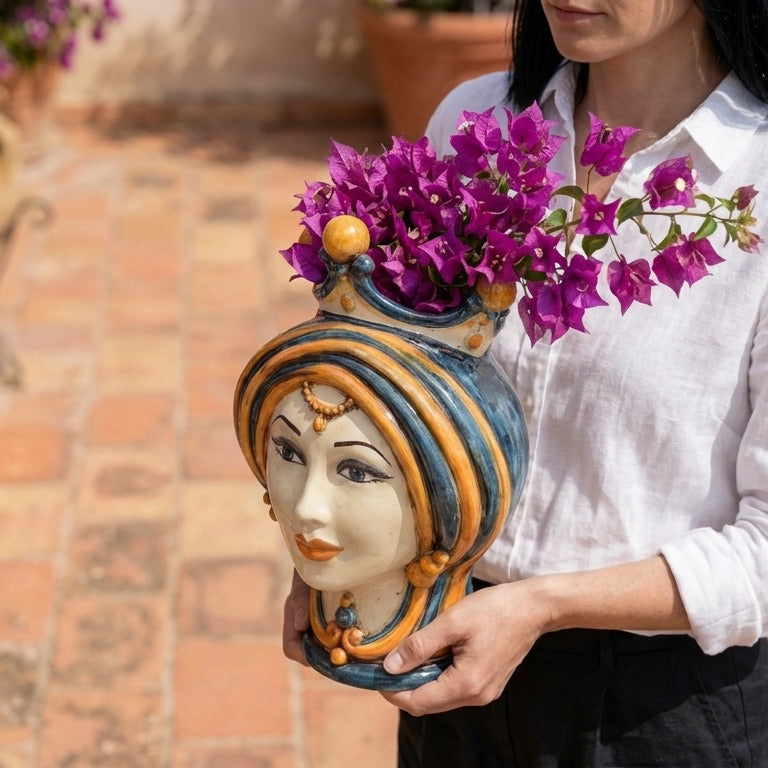 Testa di Moro, Blu e Arancio. Ceramica siciliana di Caltagirone, Sofia