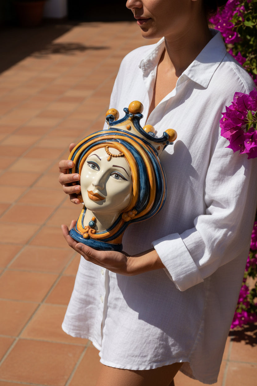 Testa di Moro, Blu e Arancio. Ceramica siciliana di Caltagirone, Sofia