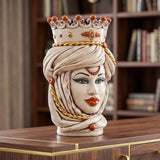 Testa di Moro, Donna, Madreperla Antichizzato Oro e Lustri, oro zecchino. Ceramica siciliana di Caltagirone, Sofia