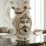 Testa di Moro con Turbante h 45 cm - Maschio Bianco, Madreperla Antichizzato Oro e Lustri