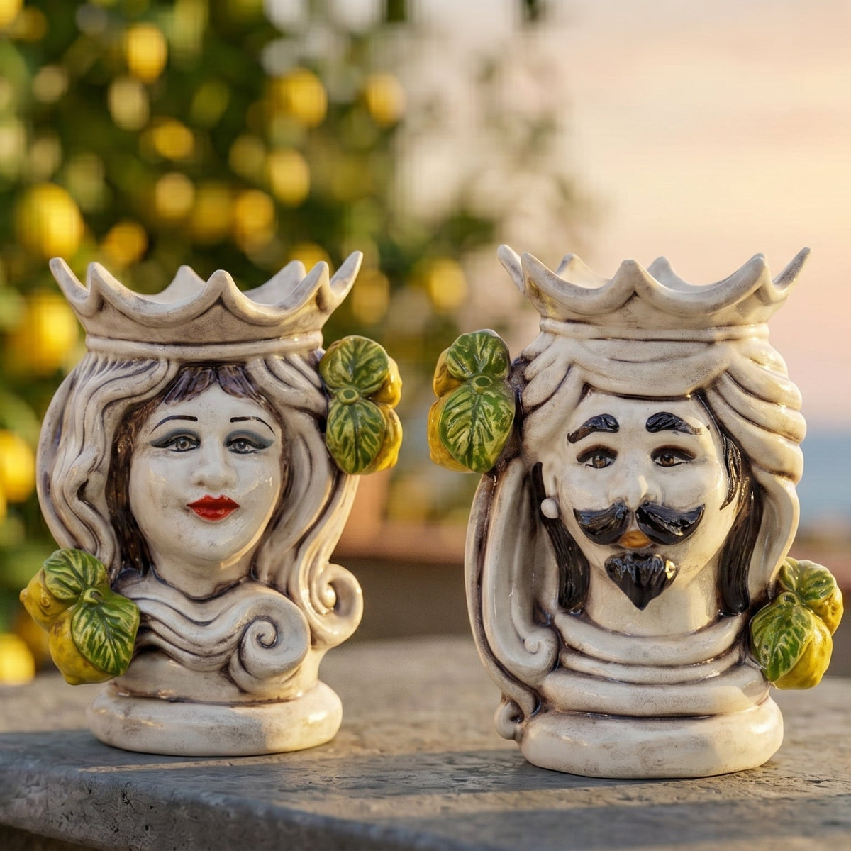 Testa di Moro, Limoni di Sicilia, Madreperla Colorato. Ceramiche Sofia, Caltagirone