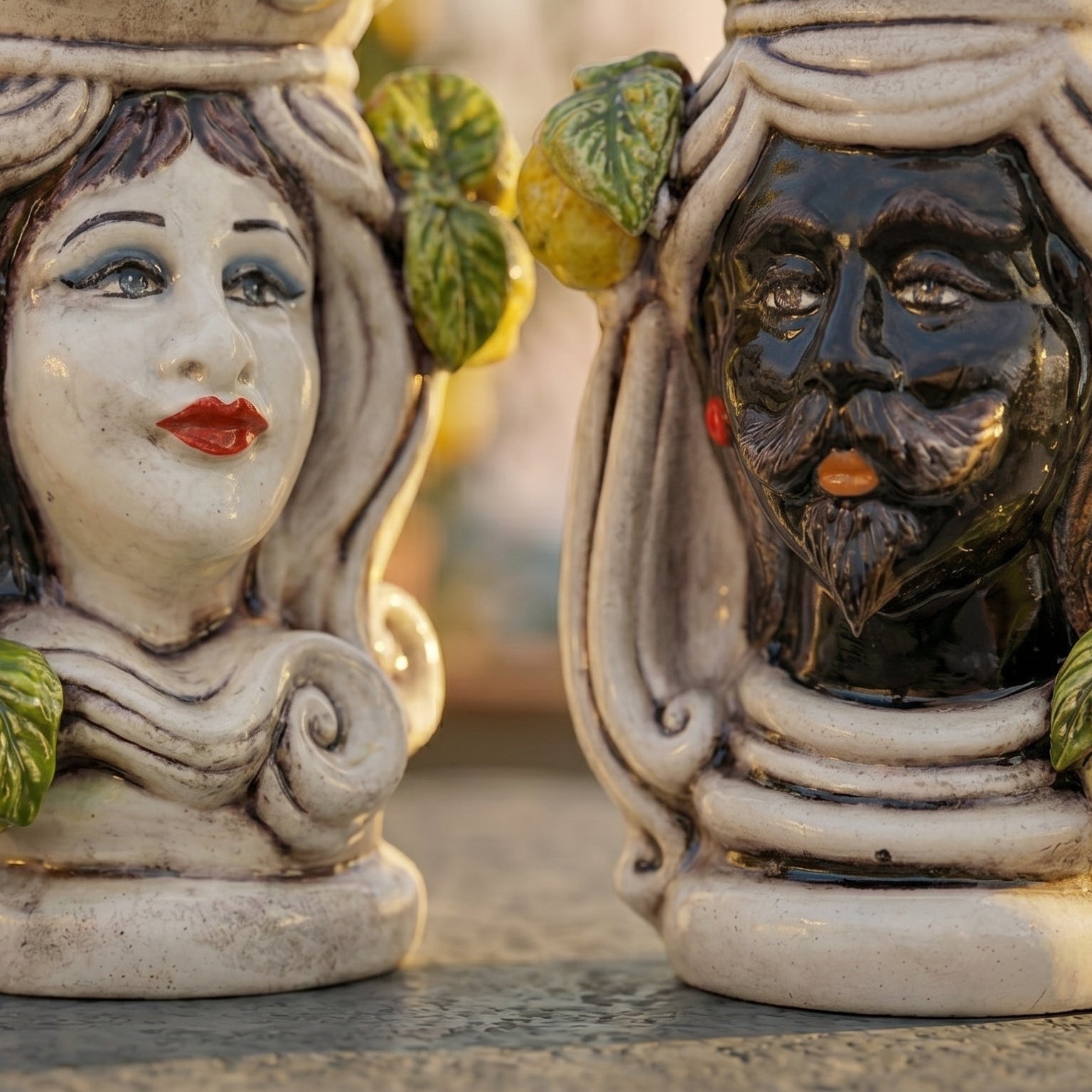 Testa di Moro, Limoni di Sicilia, Madreperla Colorato. Ceramiche Sofia, Caltagirone