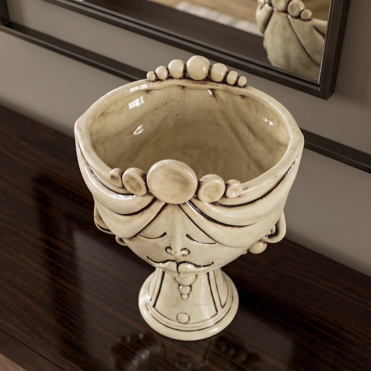 Testa Zahira h 30 cm - Donna, Madreperla Antichizzato | Ceramica Caltagirone
