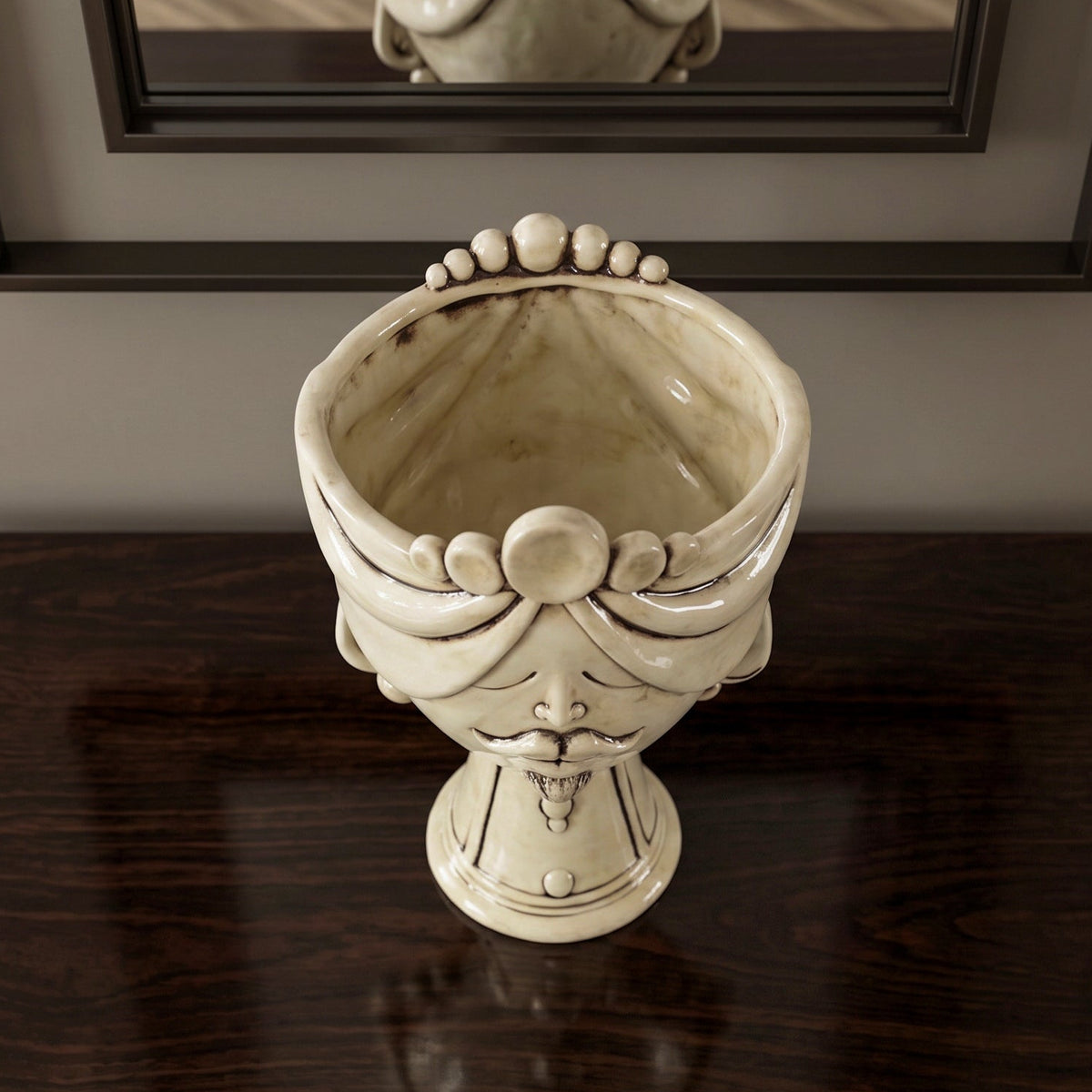 Testa Zahira h 30 cm - Uomo, Madreperla Antichizzato | Ceramica Caltagirone