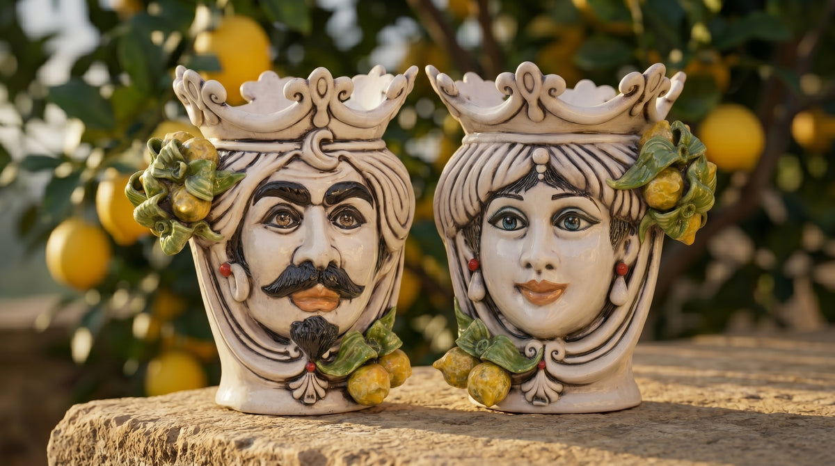 Testa di Moro con Limoni, Madreperla. Ceramiche Sofia, Caltagirone