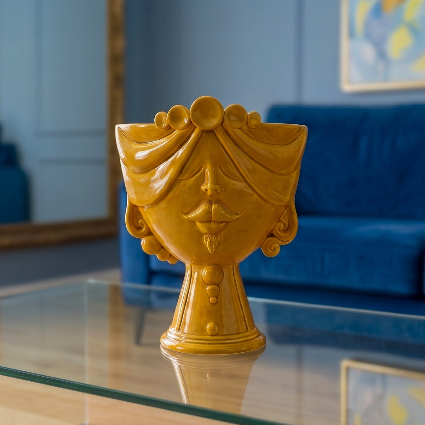 Testa Zahira h 30 cm - Uomo, Senape | Ceramica Caltagirone