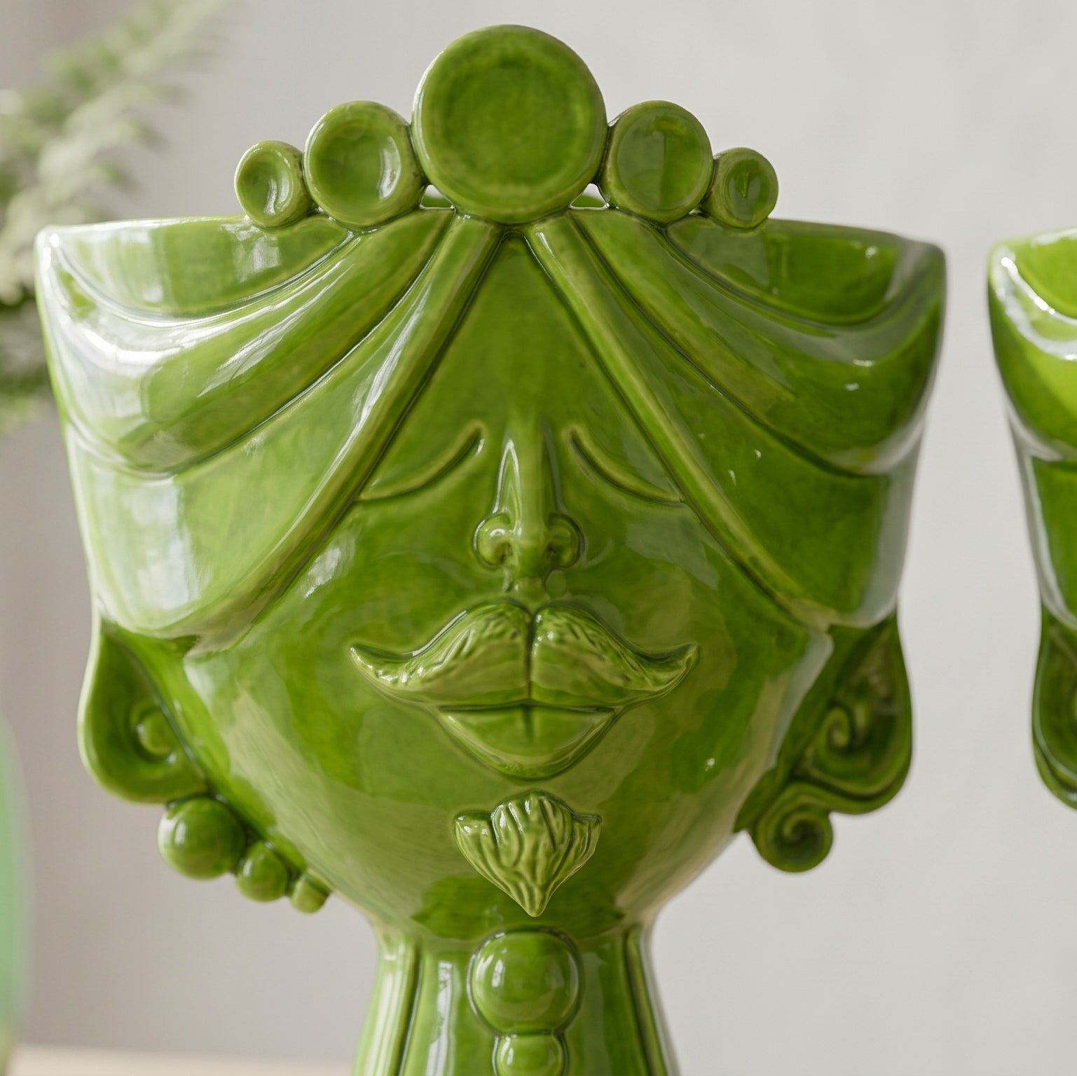 Testa Zahira h 30 cm - Uomo, Verde Foglia | Ceramica Caltagirone