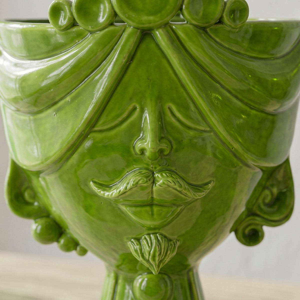 Testa Zahira h 30 cm - Uomo, Verde Foglia | Ceramica Caltagirone