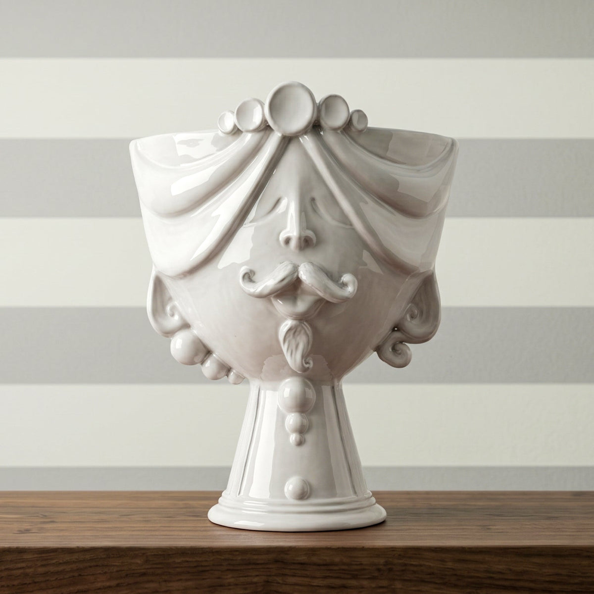 Testa Zahira h 30 cm - Uomo, White Line | Ceramica Caltagirone