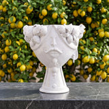 Testa Zahira con Limoni h 30 cm - Uomo, White Line | Ceramica Caltagirone