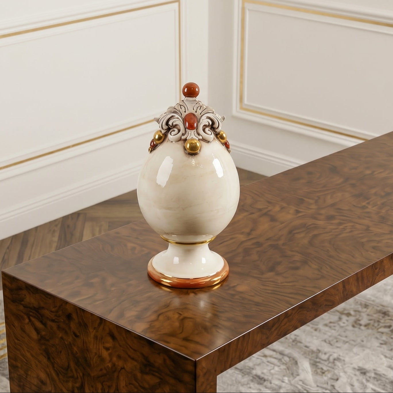 Uovo Decorativo, Madreperla Oro e Lustri. Ceramiche Sofia, Caltagirone