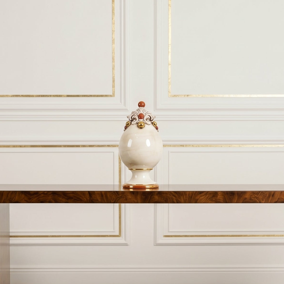 Uovo Decorativo, Madreperla Oro e Lustri. Ceramiche Sofia, Caltagirone
