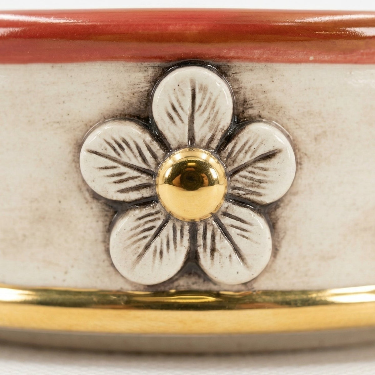Centrotavola con Fiori in Ceramica di Caltagirone Ø 20 cm - Madreperla Antichizzato Oro e Lustri