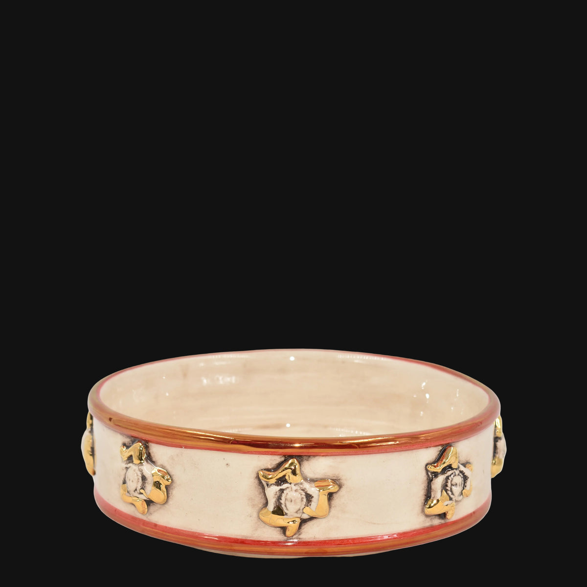 Centrotavola Trinacria in Ceramica di Caltagirone Ø 20 cm - Madreperla Antichizzato Oro e Lustri