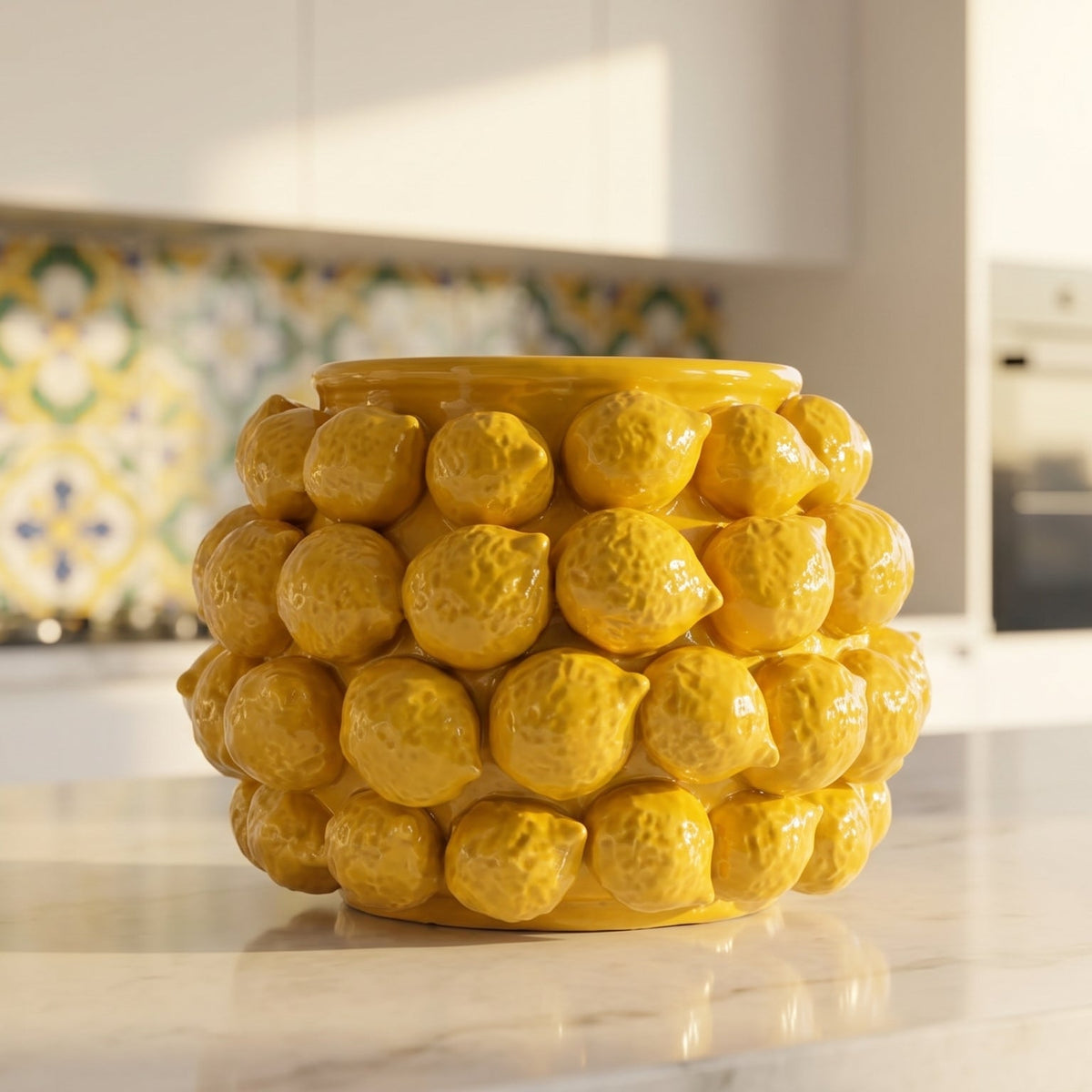 Vaso con Limoni, Linea Decorativa. Ceramica siciliana di Caltagirone, Sofia