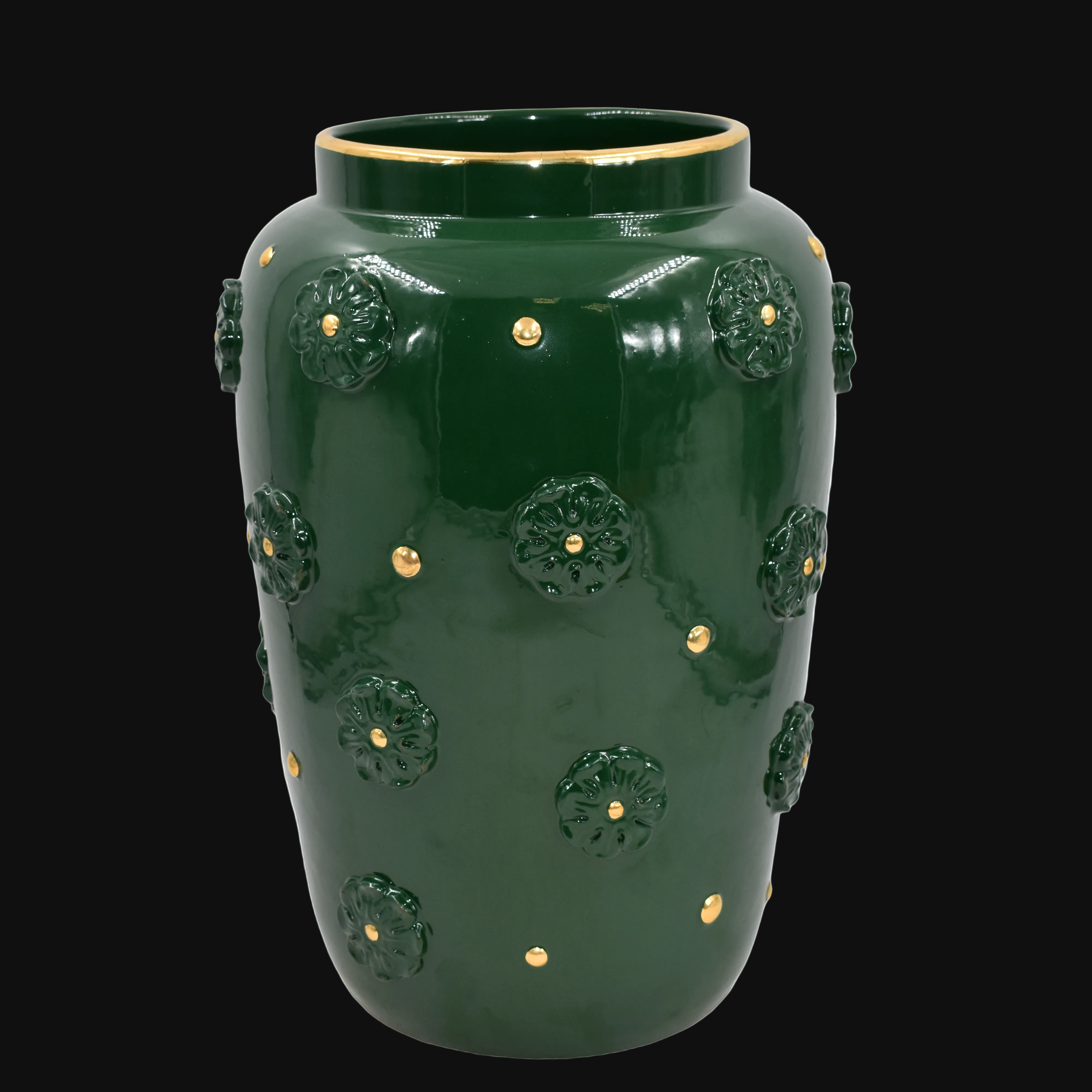 Vaso, Rosone, Verde Antico e Oro. Ceramica siciliana di Caltagirone, Sofia