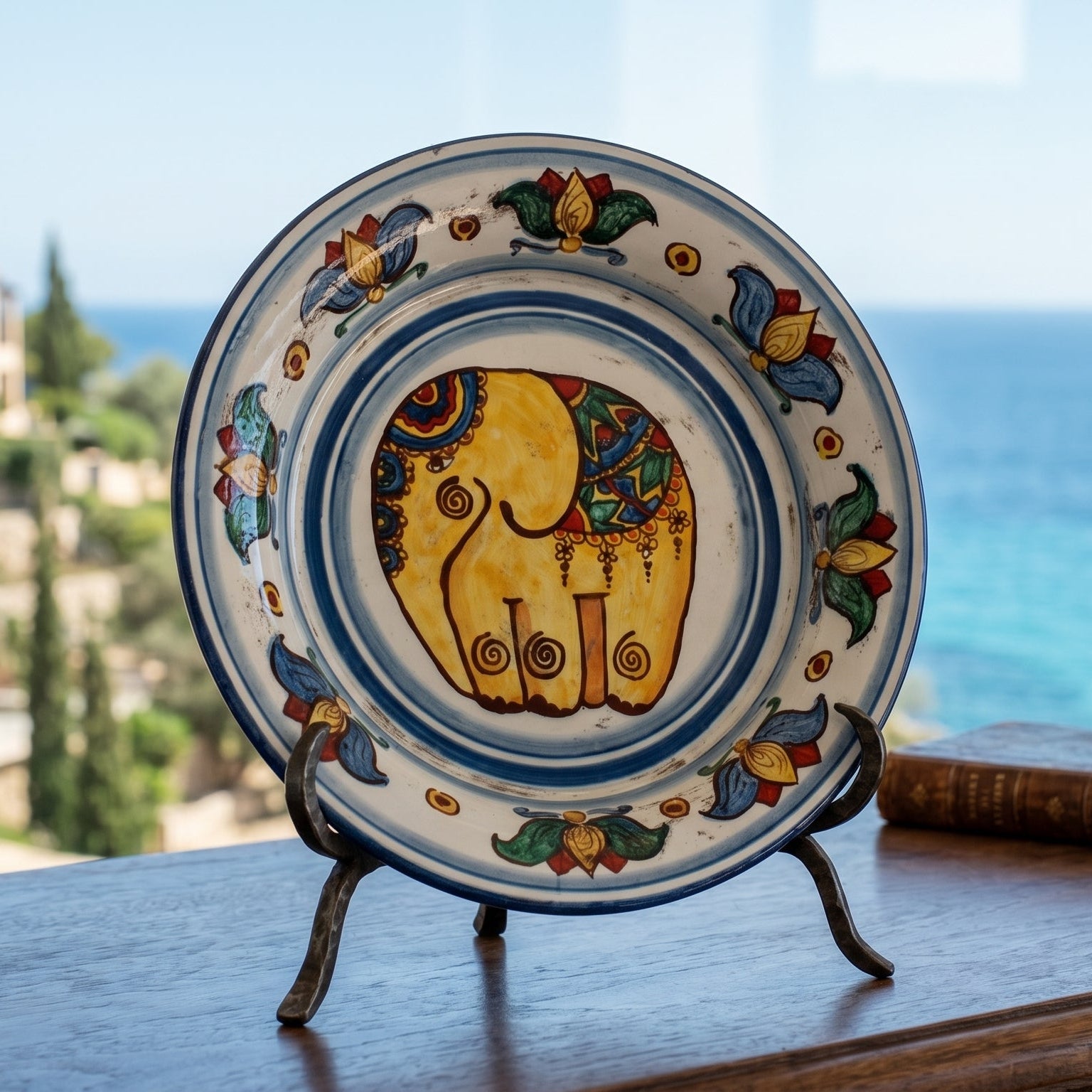 Fangotto Decoro Elefante. Ceramica siciliana di Caltagirone, Sofia