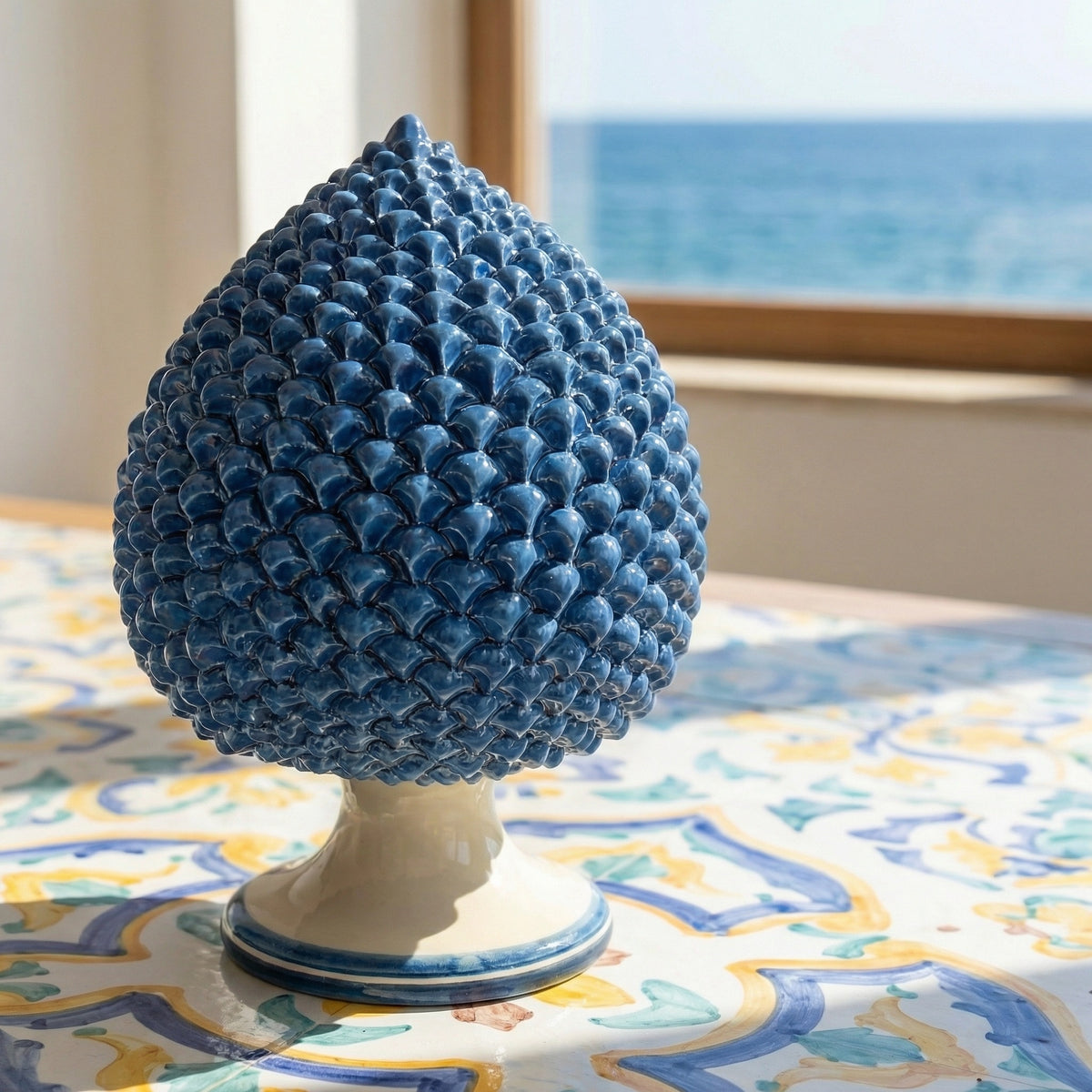 Pigna Artigianale, Mono Blu, scaglie. Ceramica siciliana di Caltagirone, Sofia