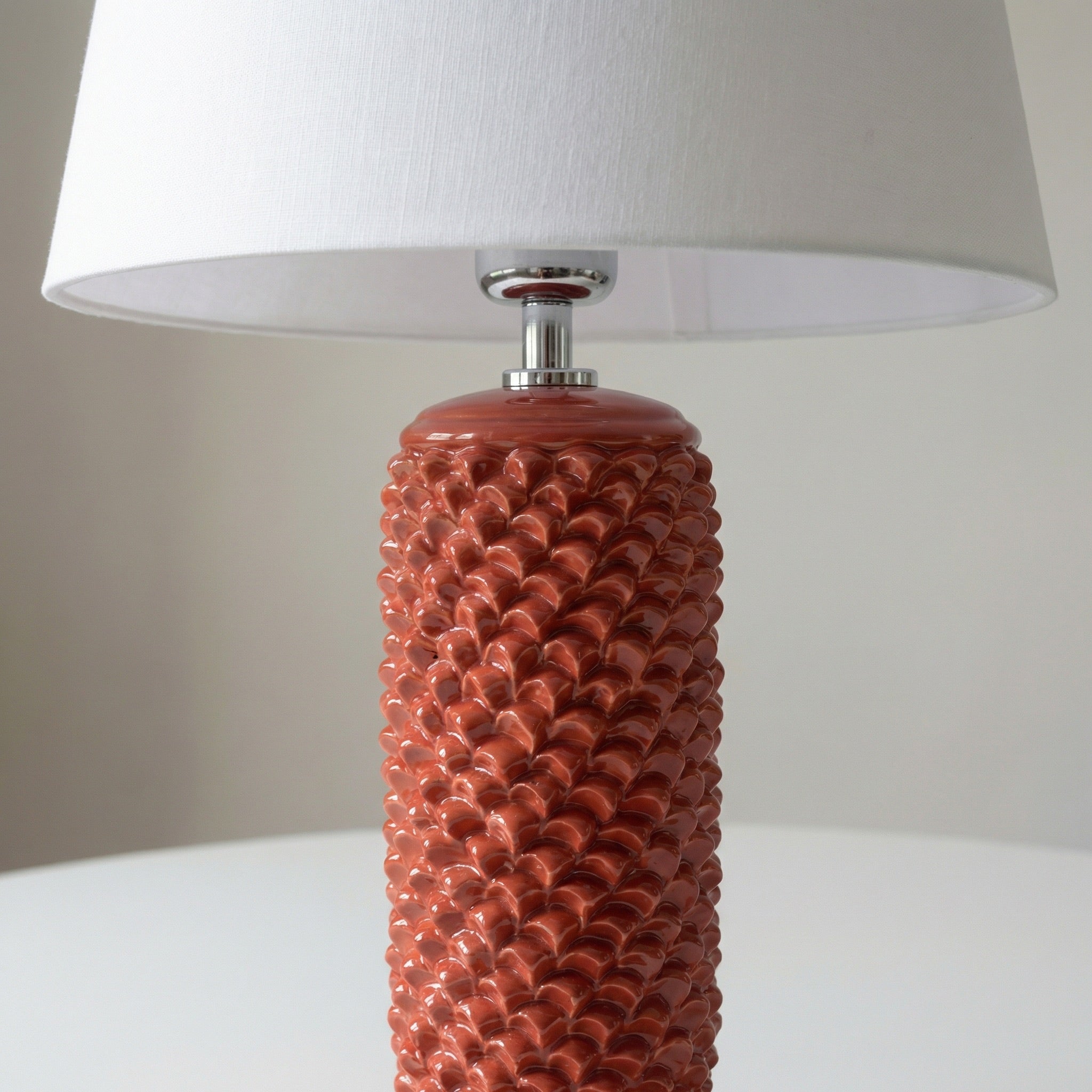 Lume Pigna Cilindro, Rosso Fuoco. Ceramiche Sofia, Caltagirone
