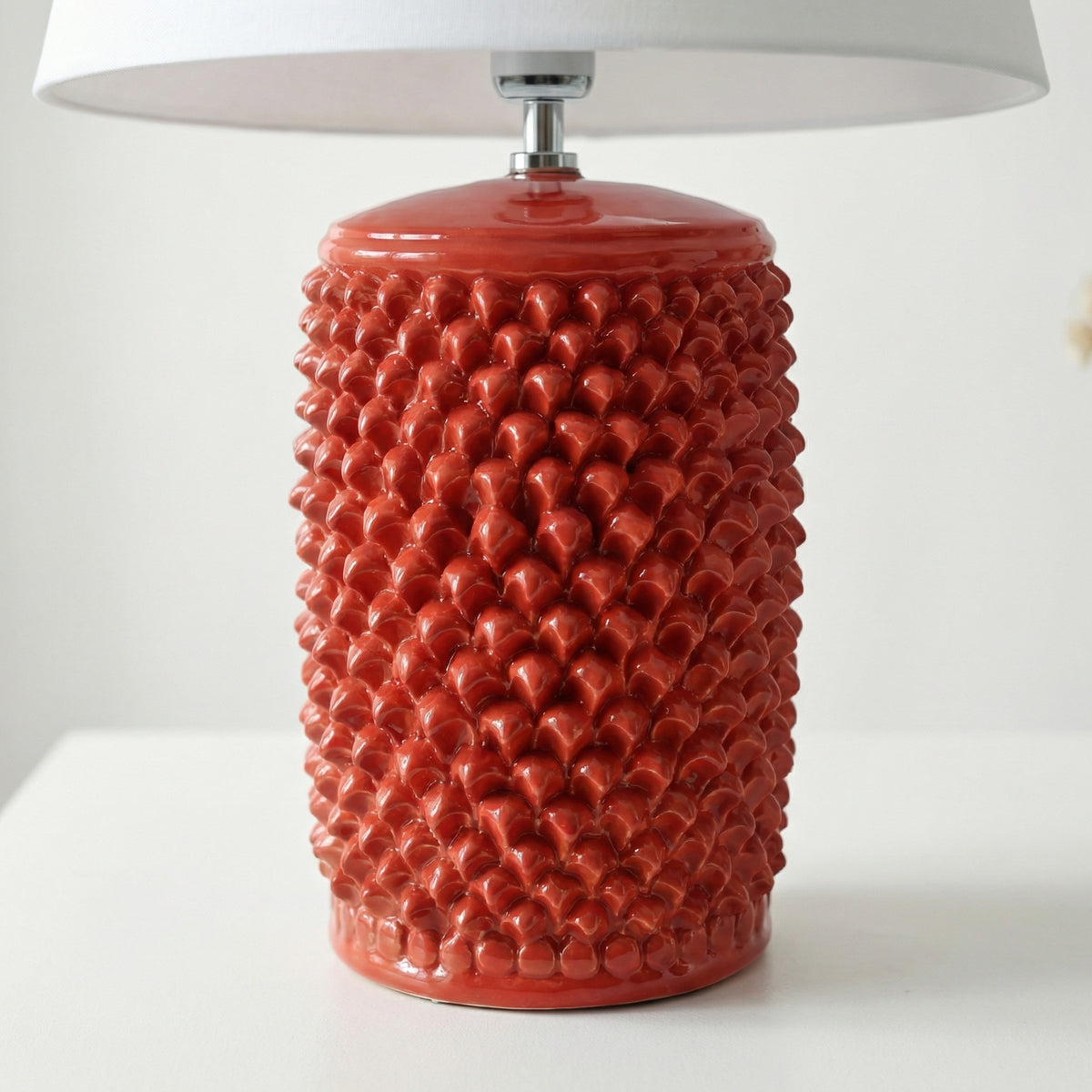 Lume Pigna Cilindro, Rosso Fuoco. Ceramiche Sofia, Caltagirone