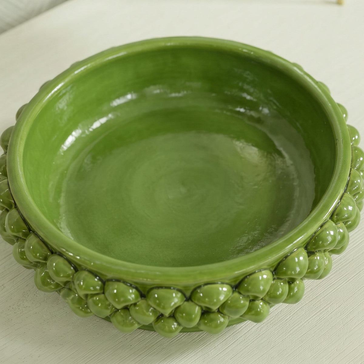 Svuotatasche a Pigna in Ceramica di Caltagirone Ø 22 cm - Verde Foglia