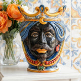 Testa di Moro con Perline, Maschio Moro, Decoro Sicily. Ceramiche Sofia, Caltagirone
