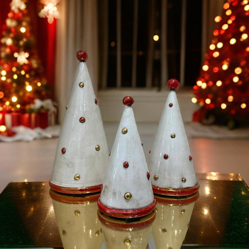 Albero di Natale Cono in Ceramica di Caltagirone h 15/20/25 cm - Linea Moderna, Diverse Colorazioni