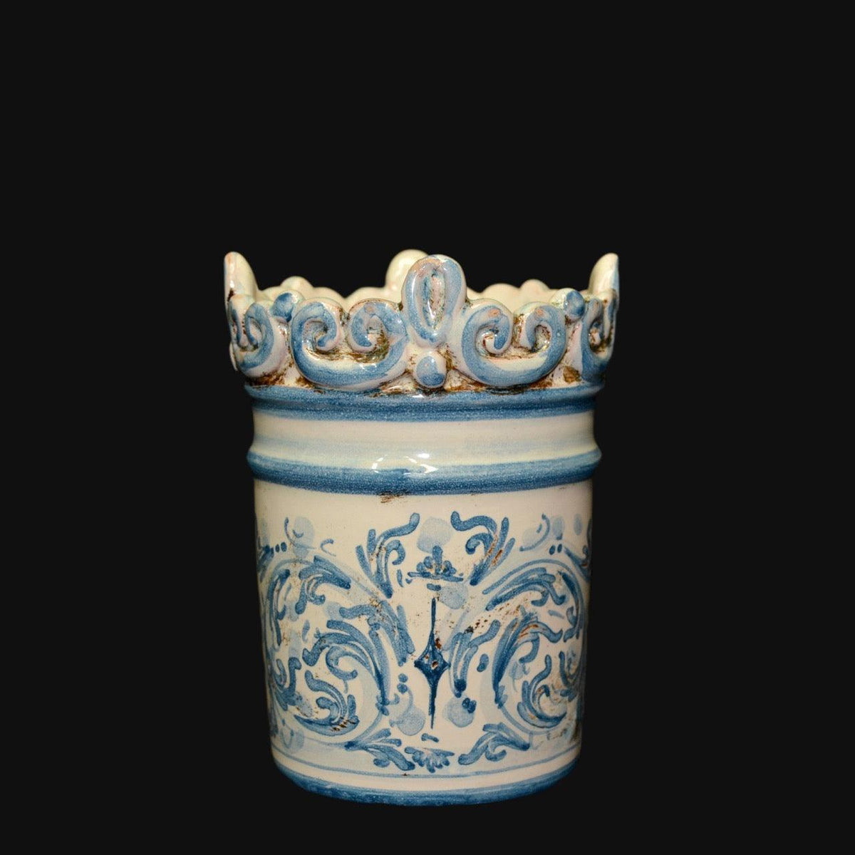 Bicchiere, Mono Blu, Serie d'Arte, decori e bianchi. Ceramica siciliana di Caltagirone, Sofia