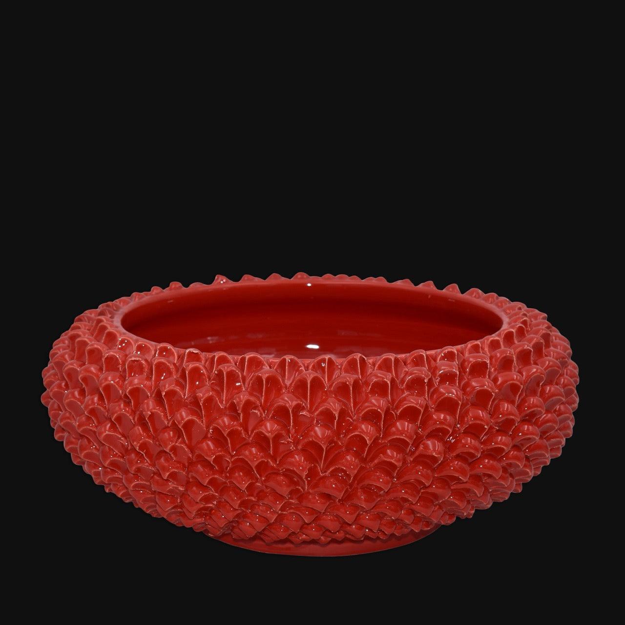 Centrotavola a Pigna, Rosso Fuoco. Ceramica siciliana di Caltagirone, Sofia