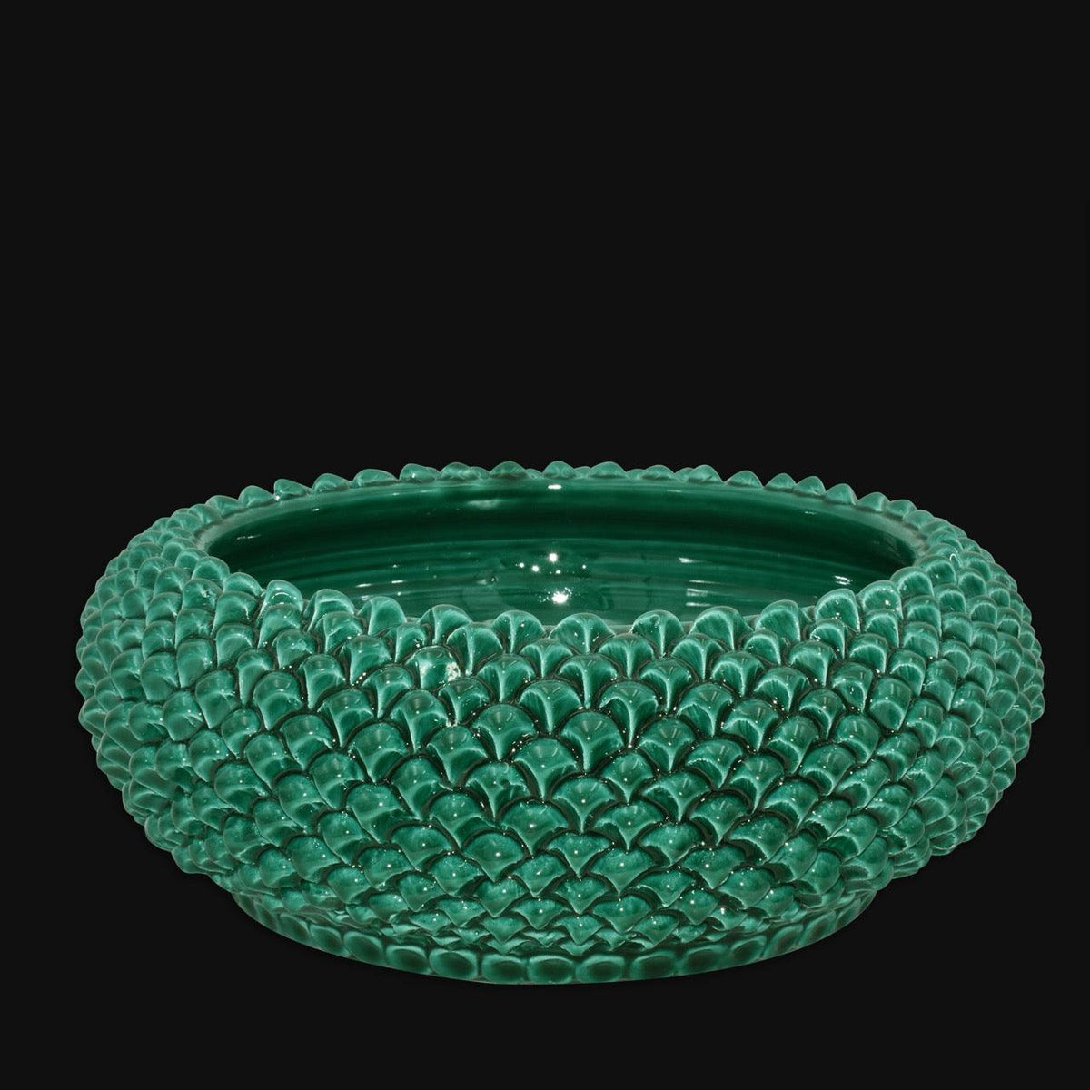Centrotavola a Pigna, Verde Smeraldo. Ceramiche Sofia, Caltagirone