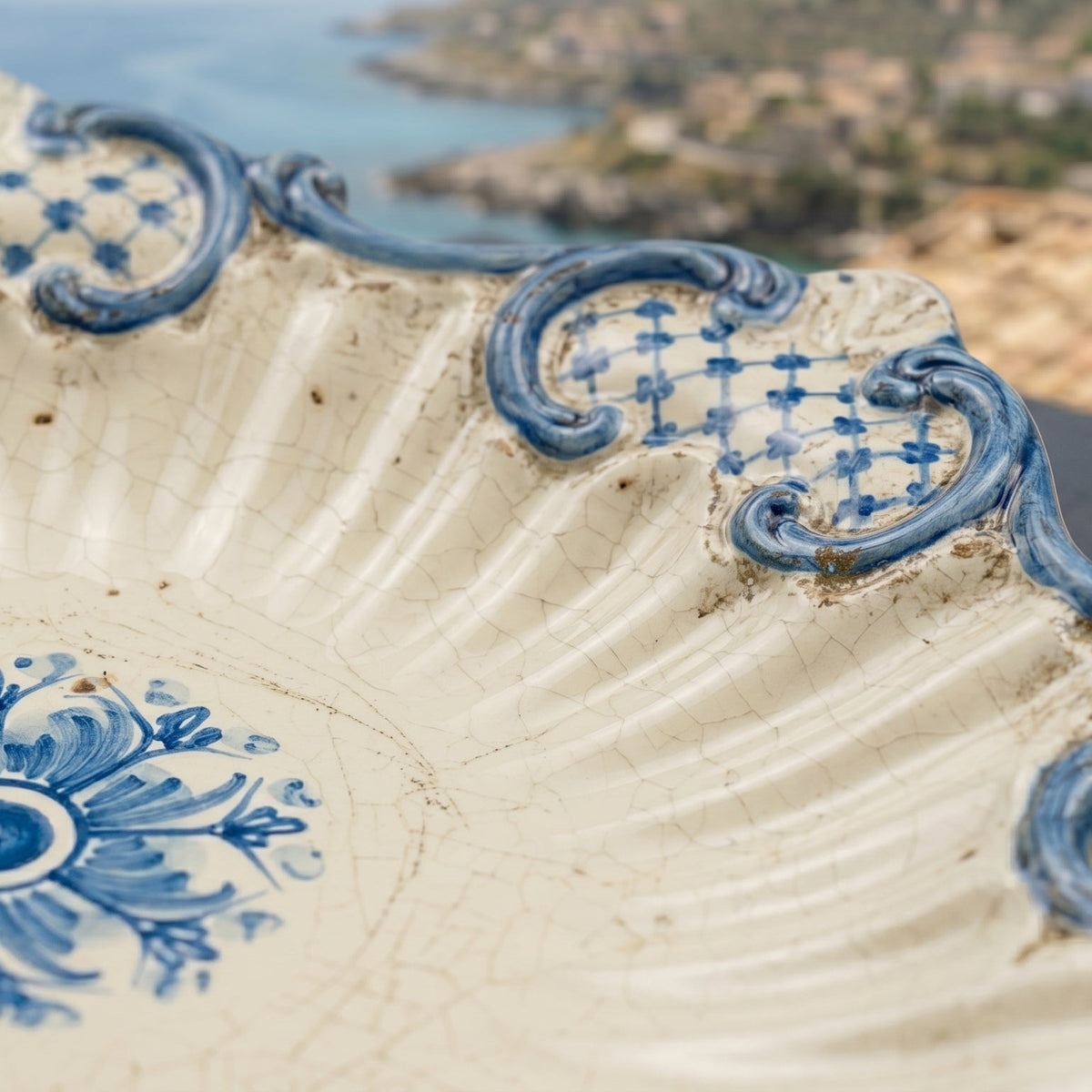 Centrotavola Barocco, Mono Blu. Ceramiche Sofia, Caltagirone