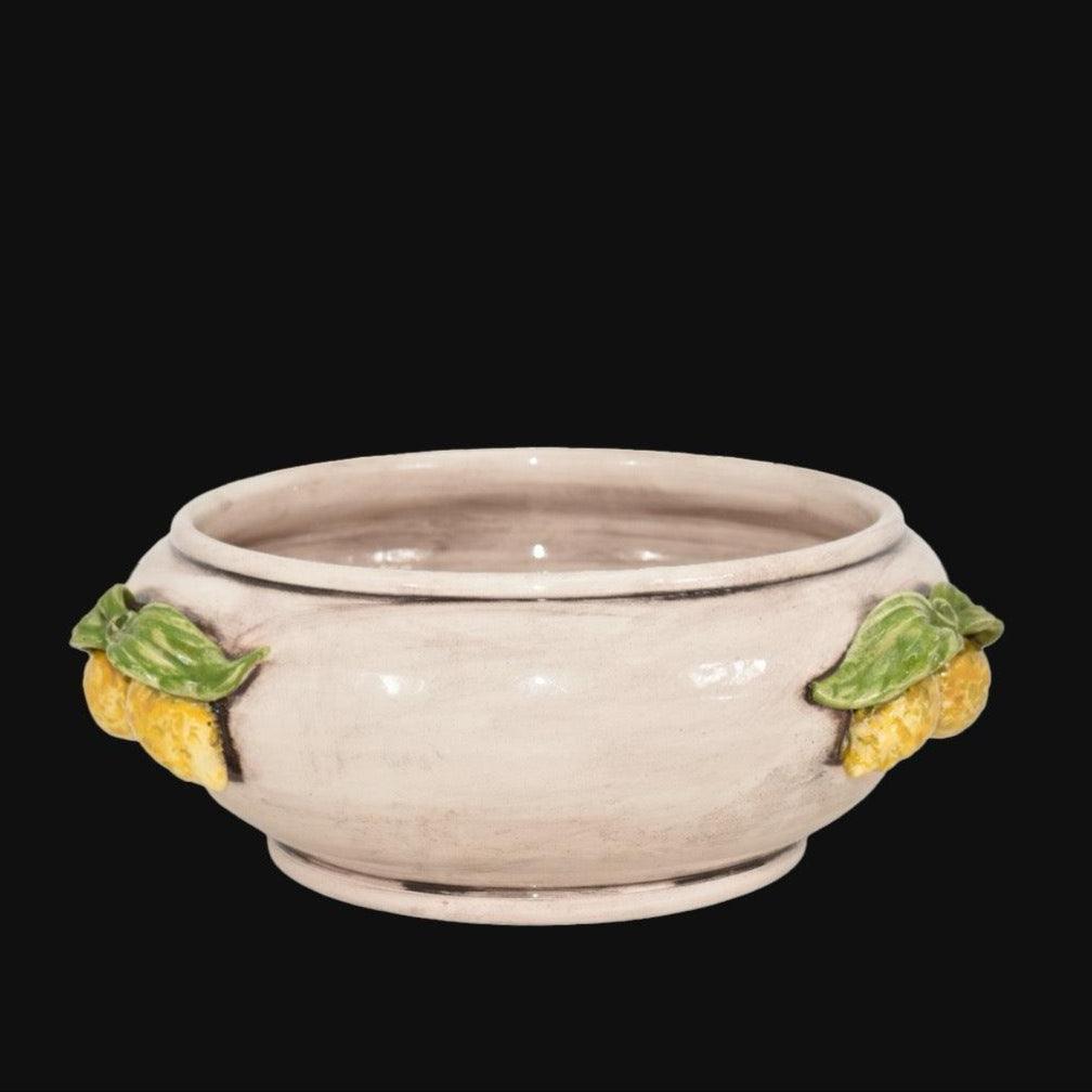 Centrotavola con Limoni Siciliani, Madreperla. Ceramica siciliana di Caltagirone, Sofia