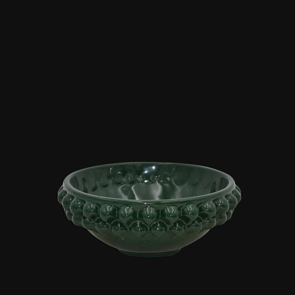 Ciotola a Pigna, Verde Antico. Ceramica siciliana di Caltagirone, Sofia