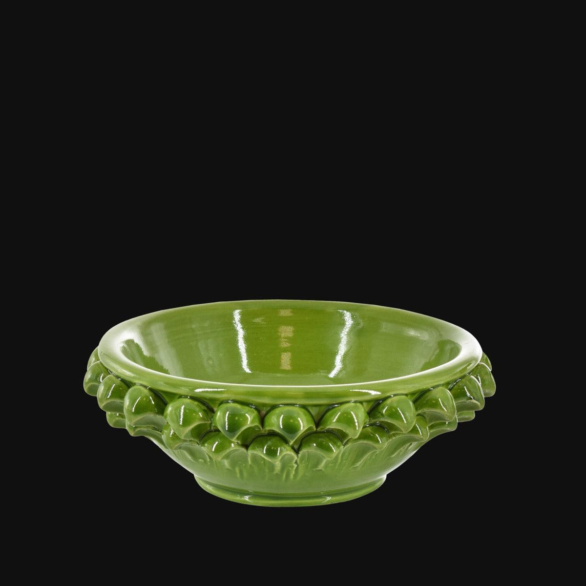 Ciotola a Pigna, Verde Foglia. Ceramica siciliana di Caltagirone, Sofia