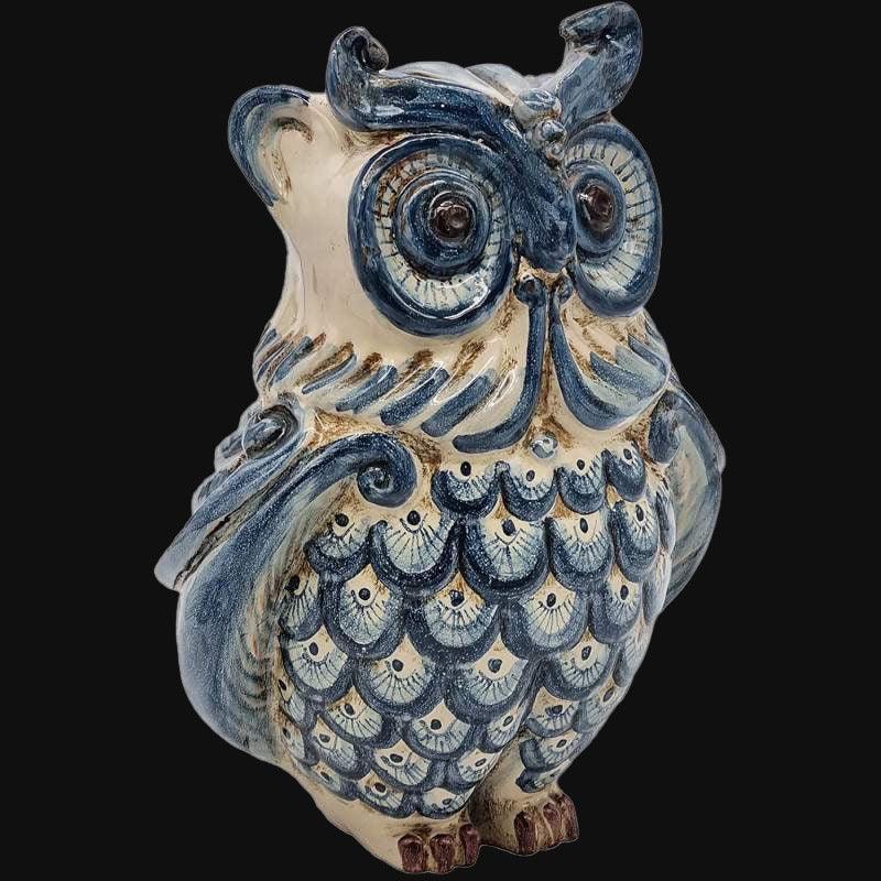 Gufo, Mono Blu, motivi e bianchi. Ceramica siciliana di Caltagirone, Sofia