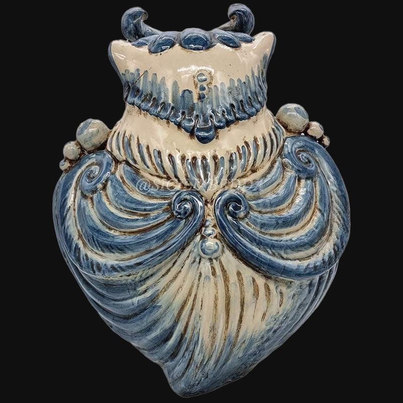 Gufo, Mono Blu, decorativo e crema con dettagli scolpiti. Ceramiche Sofia, Caltagirone