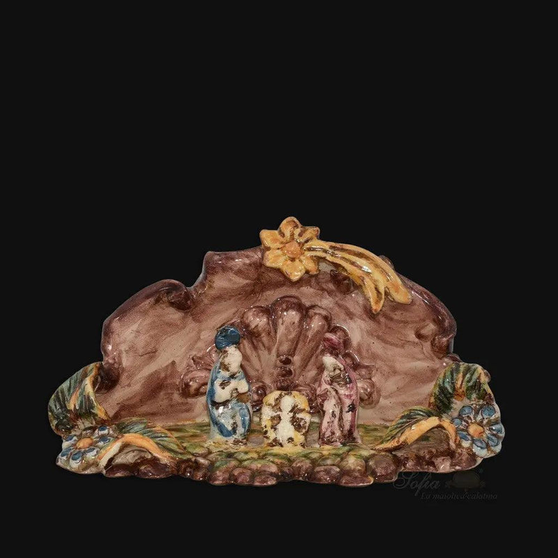 Natività Media in Ceramica di Caltagirone 14x10 cm - Tricolore