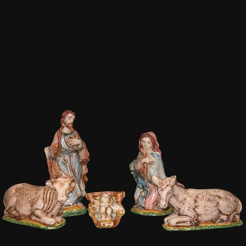 Set Natività 5 Pezzi in Ceramica di Caltagirone h 20 cm - Tricolore