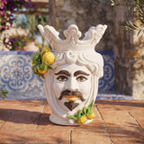 Testa di Moro h 40 cm White and Lemon Uomo - Ceramiche di Caltagirone Sofia