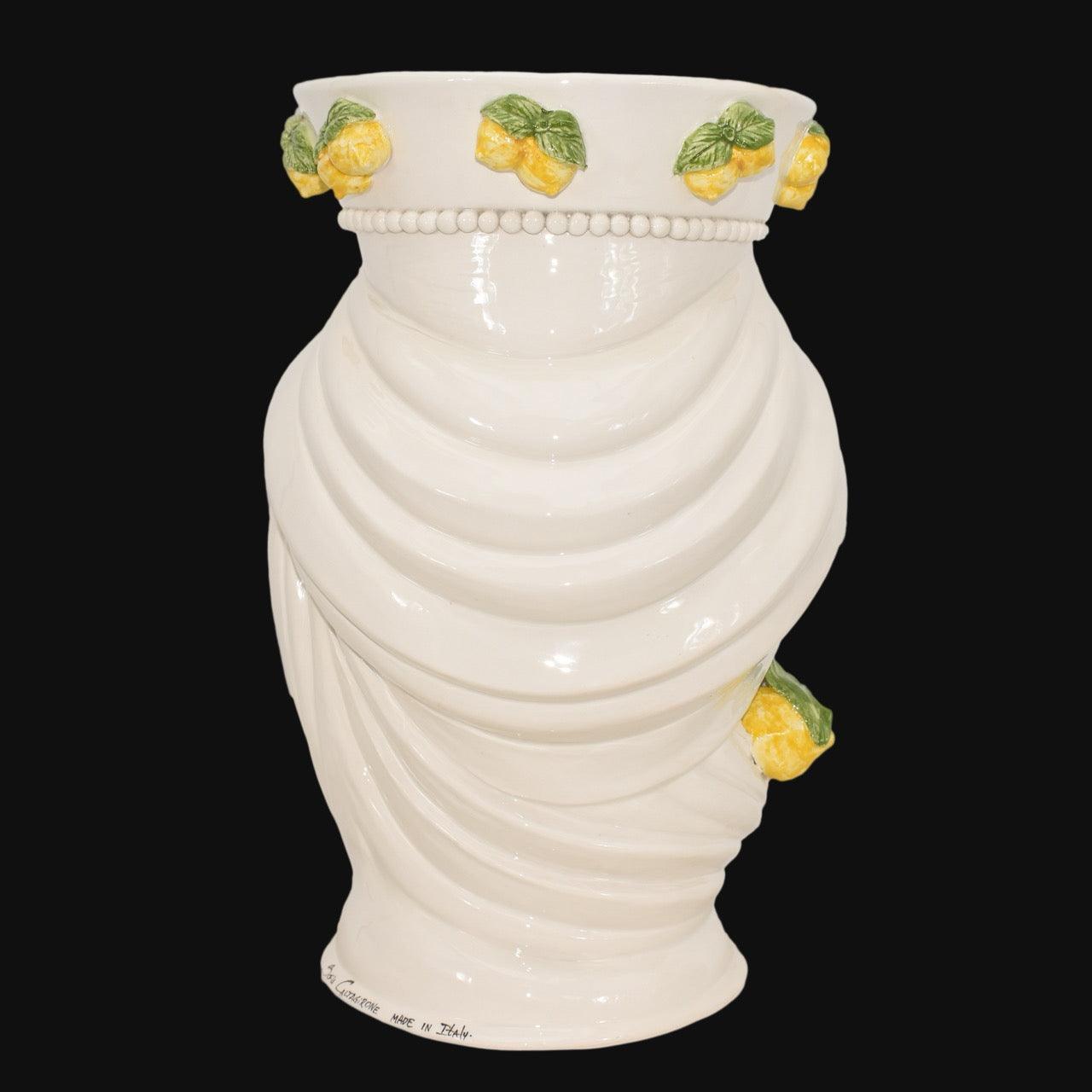 Testa di Moro con Turbante, Maschio, White and Lemon, limoni decorativi. Ceramica siciliana di Caltagirone, Sofia