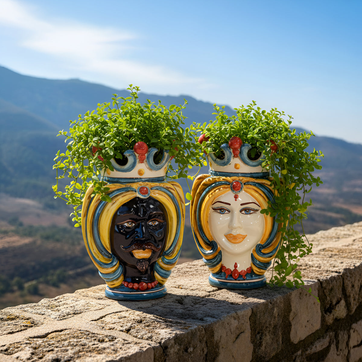 Testa h 25 turbante decoro sicily - Ceramiche di Caltagirone Sofia - Ceramiche di Caltagirone Sofia