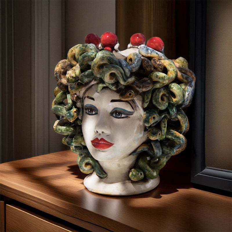 Testa Medusa h 28 cm - Madreperla | Ceramica Caltagirone