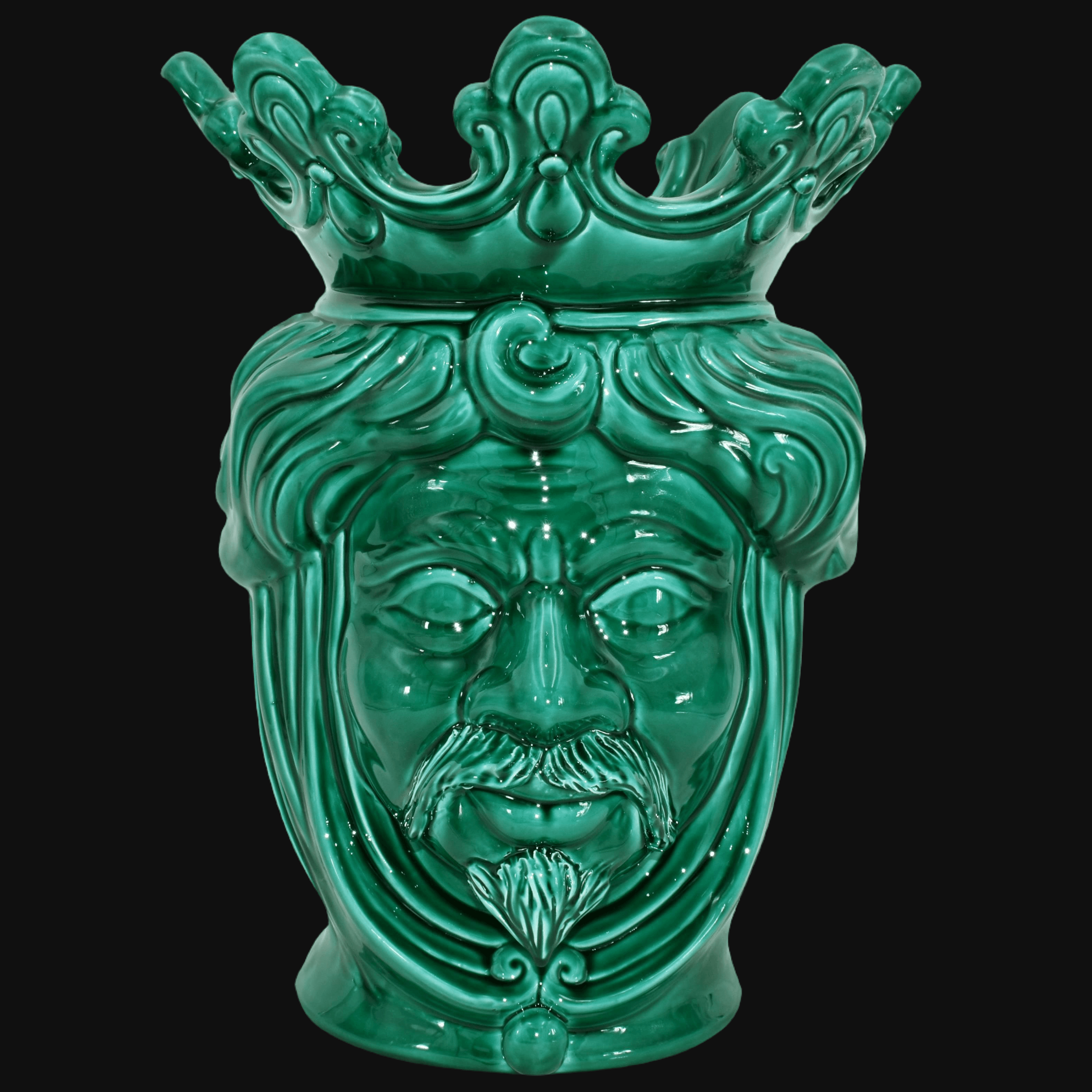 Testa h 40 liscia verde smeraldo maschio - Ceramiche di Caltagirone Sofia